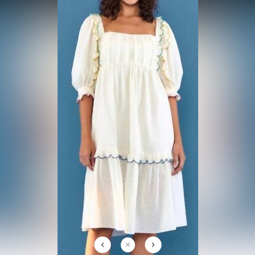 Farm Rio textured off white midi dress Small NWT Ivory